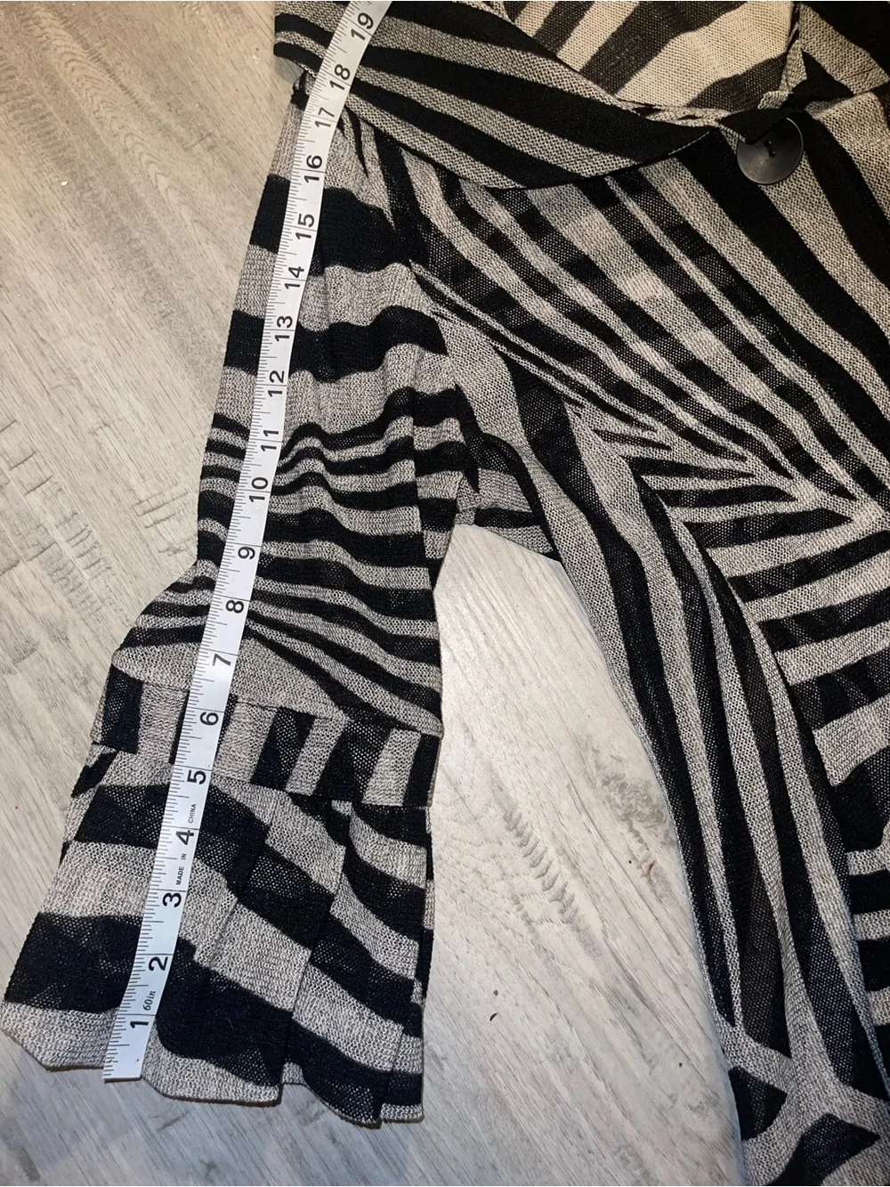 Damee, Inc. Women’s Sheer Geometric Striped Soutache Jacket Black Gray Medium